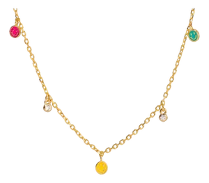 Rainbow Smiley Face Sterling Silver & Diamond Choker Necklace