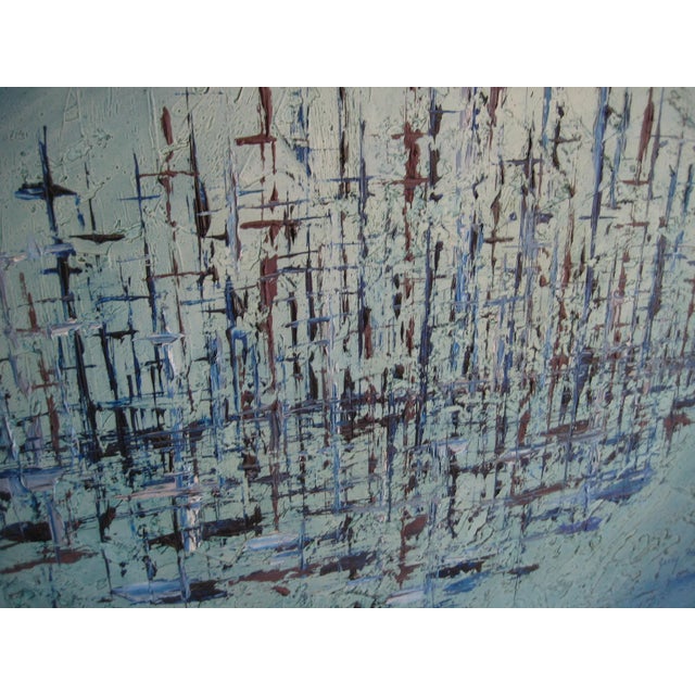 Mid Century Abstract Acrylic Painting For Sale - Image 6 of 10
