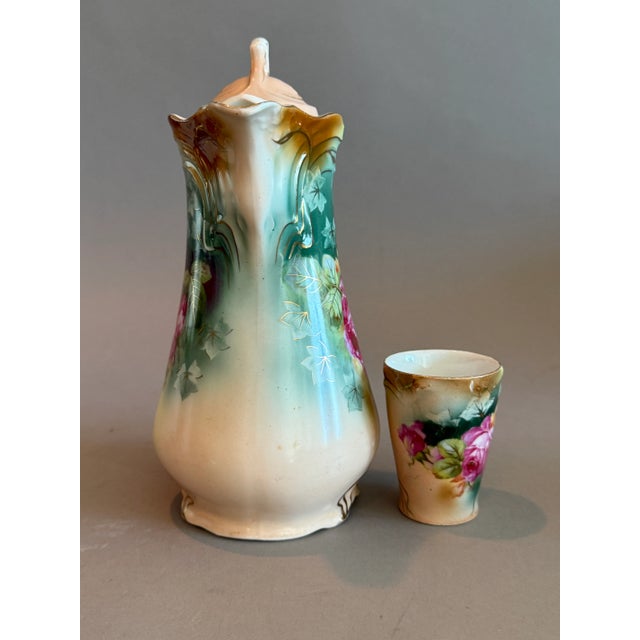 1900 - 1909 Antique Art Nouveau Chocolate Pot and Matching Mugcup For Sale - Image 5 of 10