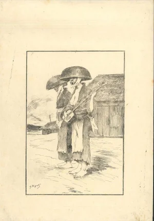 Untitled - Original Etching on Japan Paper by G. F. Bigot - Tokyo 1886