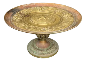 Antique French Bronze Tazza With Medusa and Cherubs – Neoclassical Pedestal Dish