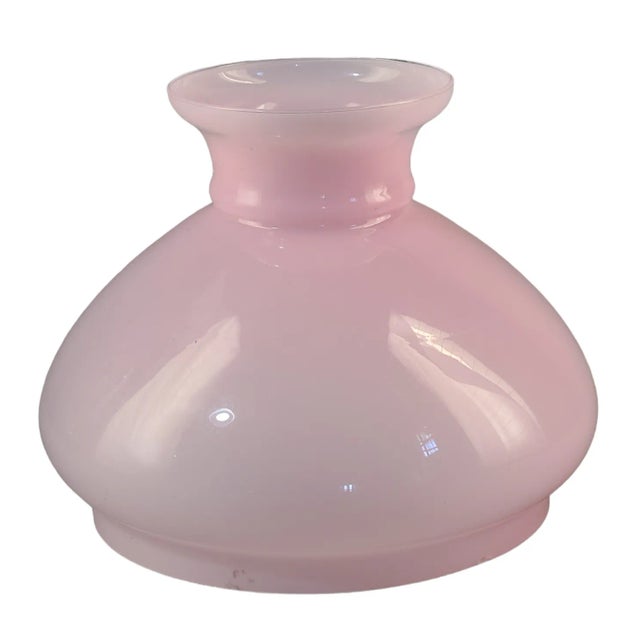 Late 20th Century Vintage Late 20th Century Pink Glass Student Oil Lamp Shade For Sale - Image 5 of 7