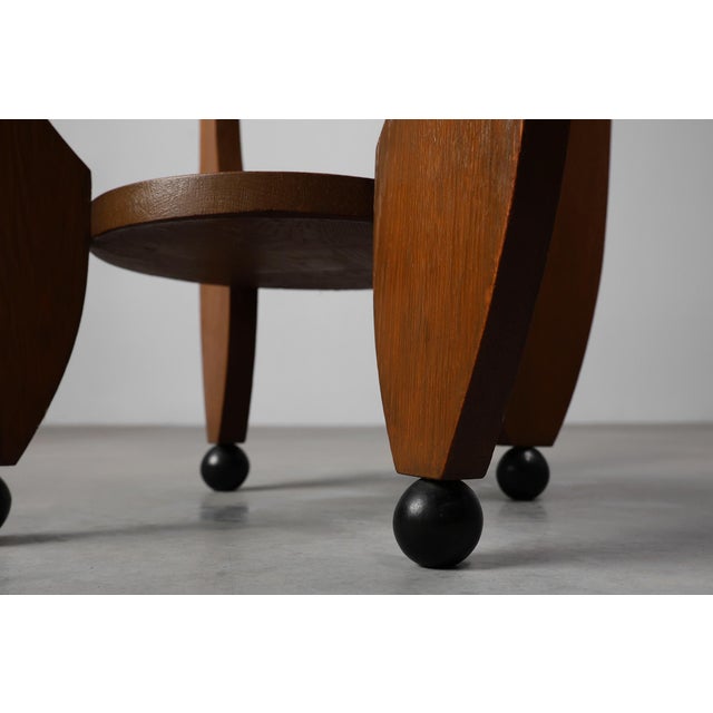 Amsterdamse School Oak Side Table, Netherlands, 1920s For Sale - Image 4 of 13