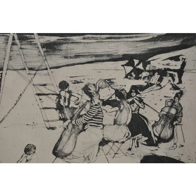 Paper 1950s Vintage "The Beach" Etching by Helen Breger For Sale - Image 7 of 11
