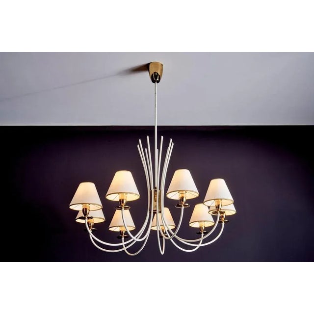 1950s Vintage Nine-Arm Chandelier in the style of Jean Royère, 1950s For Sale - Image 5 of 16