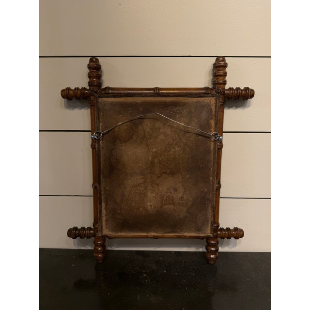 Brown Antique Faux Bamboo Mirror For Sale - Image 8 of 8