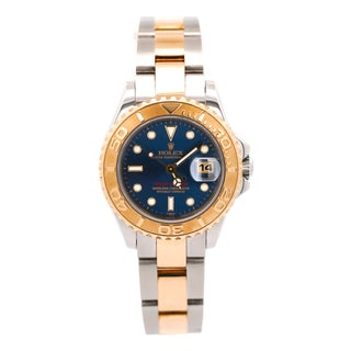 Rolex Yacht Master 169623 29mm Two Tone 18k Blue Ladies Watch Full Set For Sale