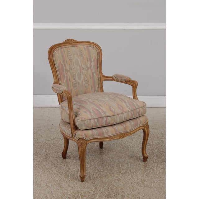 1960s Pair MGM French Louis XV Upholstered Bergere Chairs For Sale - Image 5 of 18