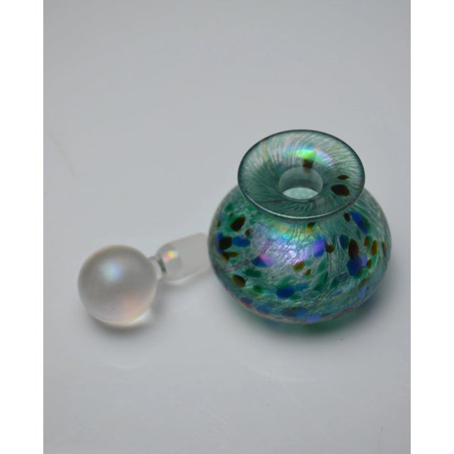 Glass Iridescent Green and Blue Glass Perfume Bottle from Isle of Wight Studio, England, 1970s For Sale - Image 7 of 9