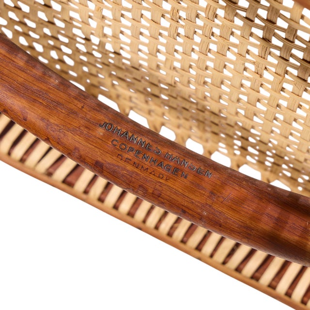 Hans Wegner for Johannes Hansen Jh 501 Mid Century Cane and Teak Dining Chairs - Set of 4 For Sale - Image 13 of 14