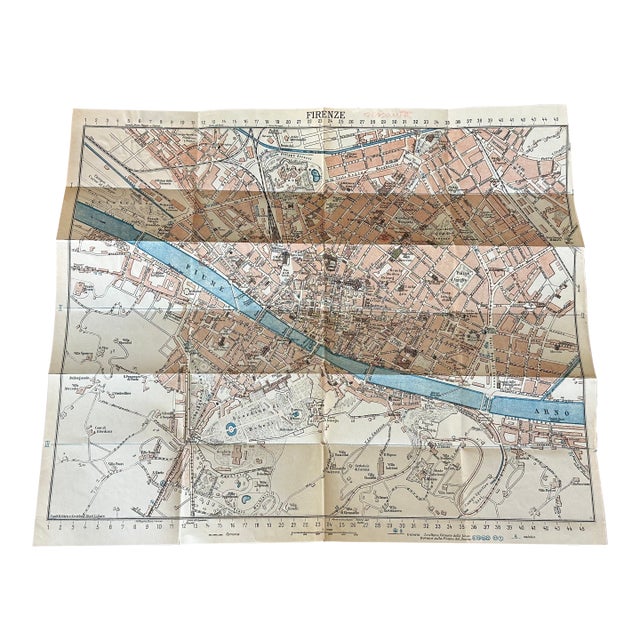 1930s Vintage Map of Florence Italy For Sale
