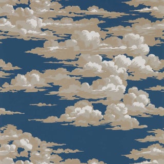 Sanderson Silvi Clouds Wallpaper in Yacht Blue For Sale