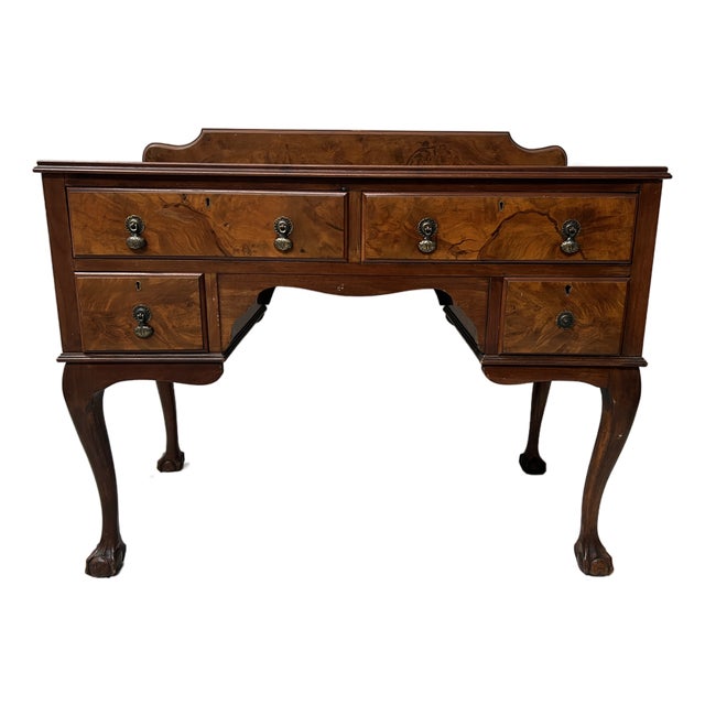 Regency Flat Desk in Mahogany and Veneer, 1800s For Sale
