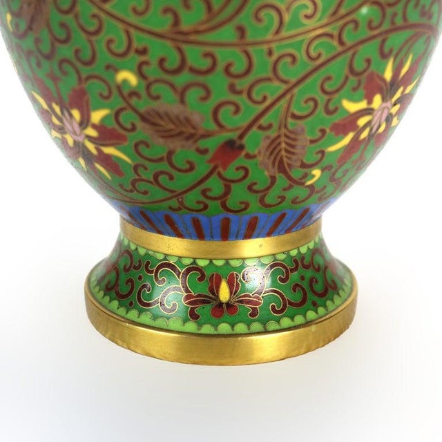 Chinese Cloisonne Floral Enameled Vase 20thC For Sale - Image 9 of 9