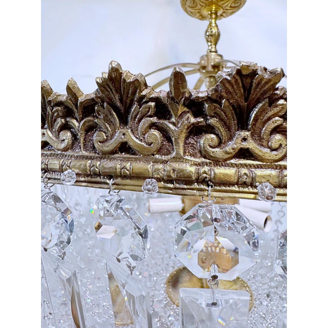Vintage 1950s Italian Brass Basket Chandelier For Sale - Image 4 of 15