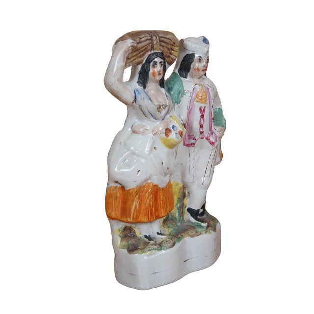 English Antique Staffordshire Porcelain Scottish Highland Harvest Couple Figurine For Sale - Image 3 of 12