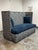 Contemporary Bernhardt Interiors Marcourt Custom Navy Ikat Fabric Banquette For Sale - Image 3 of 12