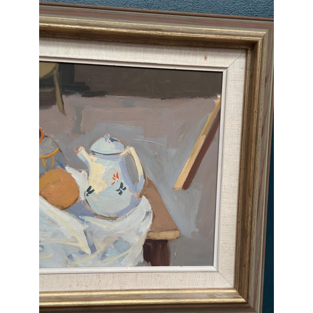 T. Ahlm, Still Life with Coffee Pots, 1960s, Oil Painting on Canvas, Framed For Sale - Image 5 of 14