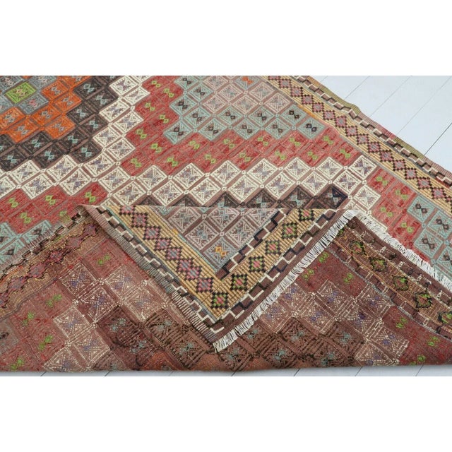 1960s Vintage Turkish Handmade Kilim Rug - 72"x120" For Sale - Image 11 of 12