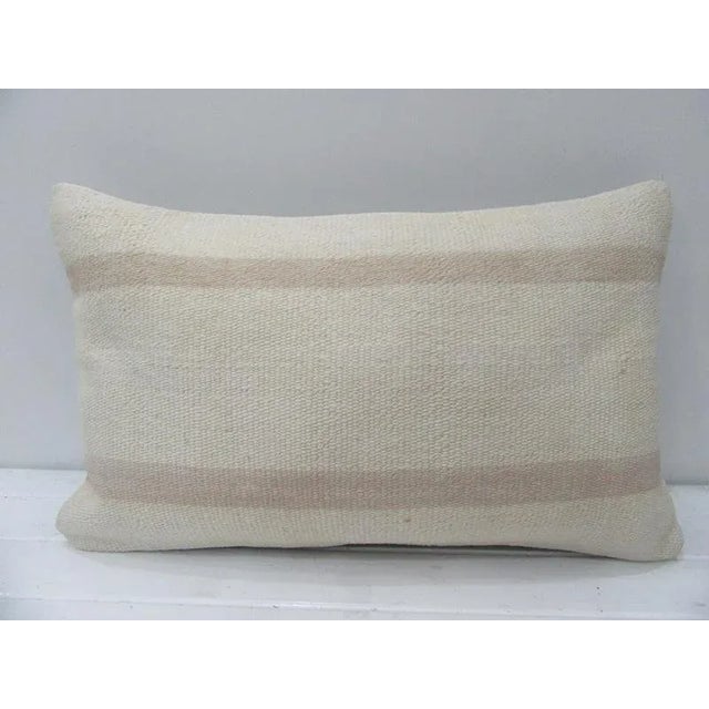 Turkish Striped Modern Kilim Pillow - 20" x 12" For Sale - Image 4 of 4