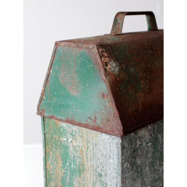 Mid-Century Green Galvanized Metal Toolbox For Sale - Image 13 of 16