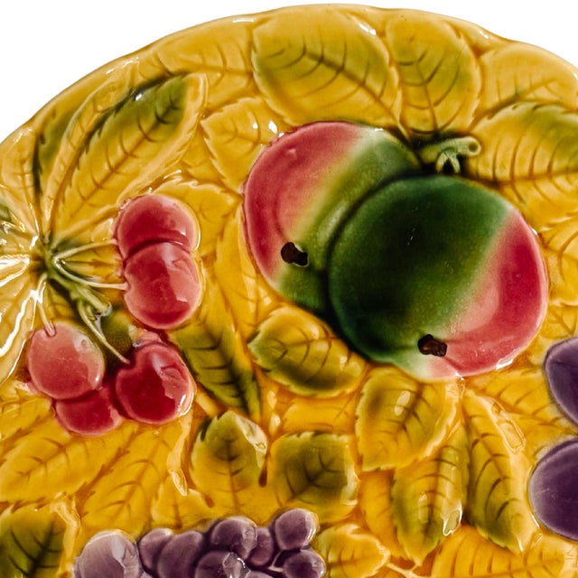 Rustic European Large French Faience Serving Charger Plate With Mixed Fruit by Sarreguemines, Circa1940 For Sale - Image 3 of 8