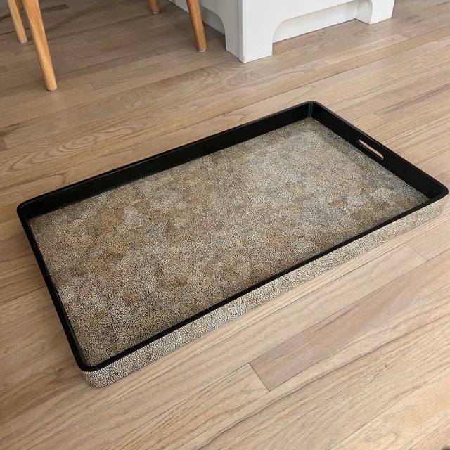 Elegant Large Lacquered and Eggshell Inlaid Coffee Table or Bar Tray For Sale - Image 9 of 9