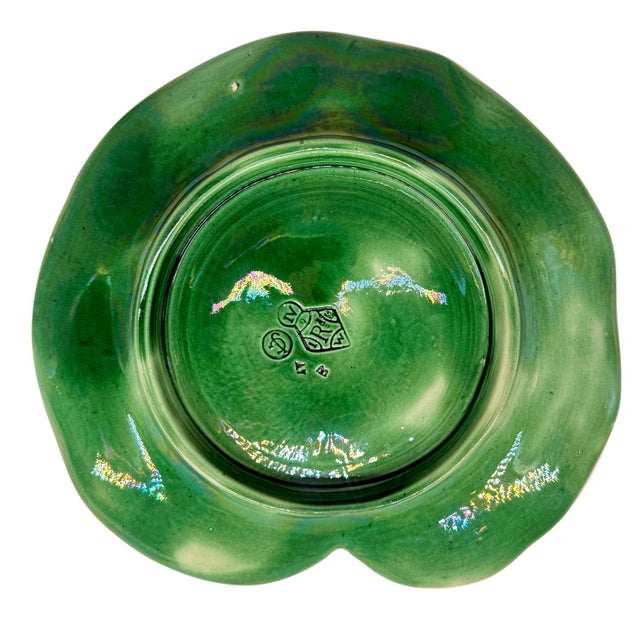 Ceramic George Jones Majolica Water Lily Plate Glazed in Lush Greens, English, Ca. 1869 For Sale - Image 7 of 8
