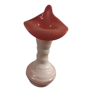 1960s Fenton White and Pink Cased Glass Jack in the Pulpit Vase
