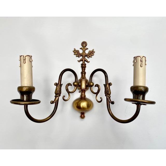 Vintage Brass Double-Headed Eagle Sconces, 1970s, Set of 2 For Sale - Image 3 of 7