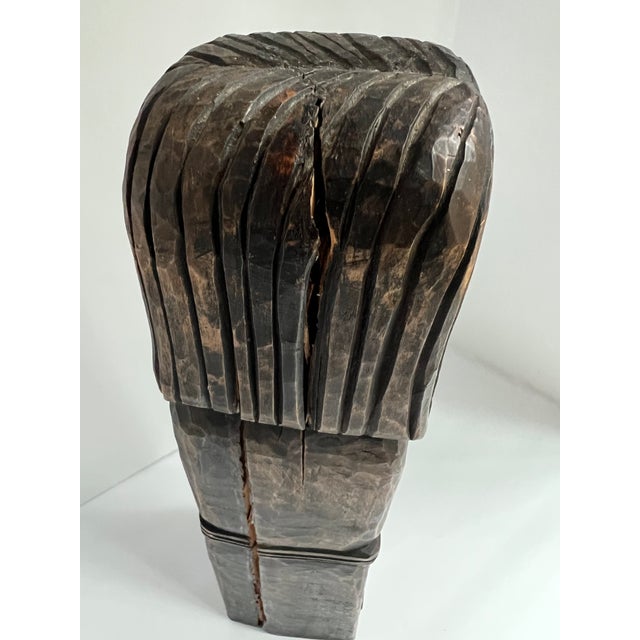 Wood Hand-Carved Statue of Man For Sale - Image 7 of 11