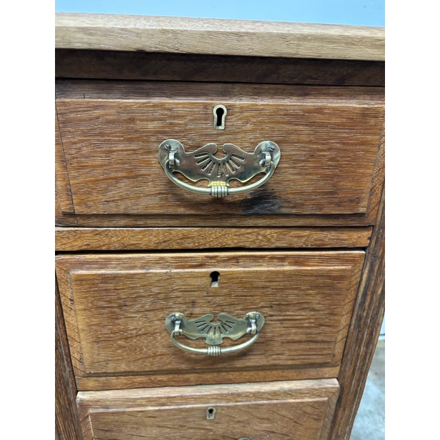Antique English Oak Nightstands - A Pair For Sale - Image 4 of 10