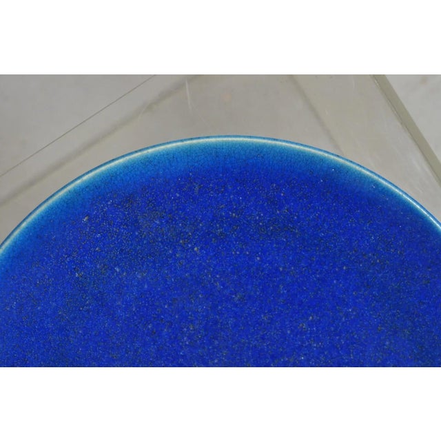 Ceramic Early 20th Century Edmond Lachenal French Art Nouveau Turquoise Blue Glazed Pottery Charger Plate For Sale - Image 7 of 11