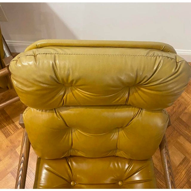 Mid 20th Century Naugahyde Lounge Chairs With Chrome and Wood Frame & Trim, a Pair For Sale - Image 9 of 10