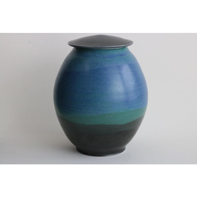 Blue Lake Blue Contemporary Porcelain Lidded Jar For Sale - Image 8 of 8