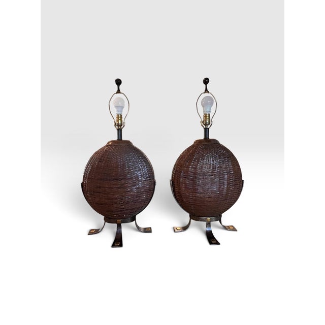 Maitland - Smith Vintage Exceptional Sculptural Table Lamps by Maitland-Smith, Hand Made in the Philippines - a Pair For Sale - Image 4 of 10