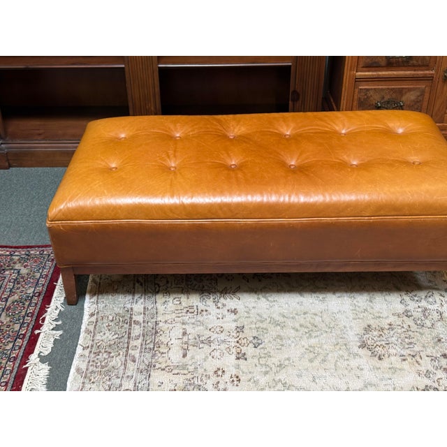Animal Skin Room & Board Leather Bench For Sale - Image 7 of 12