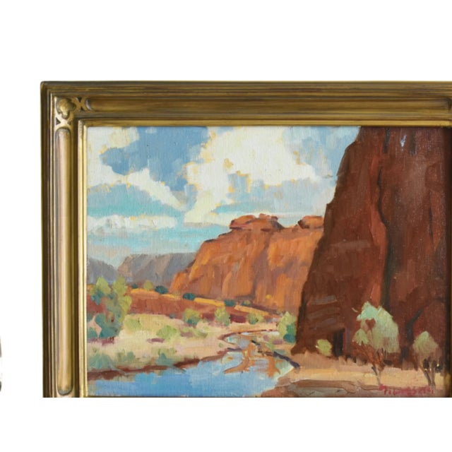 Silvio Silvestri, Listed Artist Canyon De Chelly Az Oil Painting Including the Antiqued Gold Wood Frame For Sale - Image 4 of 10