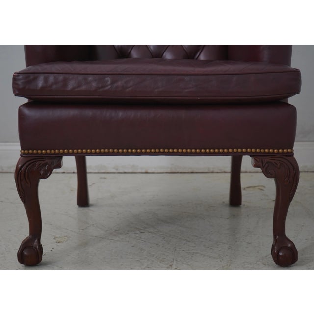 Pair of Hancock & Moore Tufted Leather Wing Library Chairs For Sale In Philadelphia - Image 6 of 18