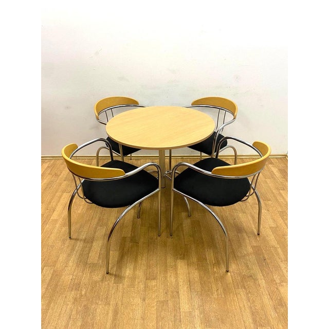 Mid-Century Modern Vintage Dining Set with Chrome Tube Frame, 1970s, Set of 5 For Sale - Image 3 of 14