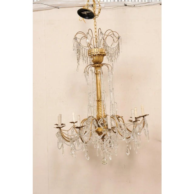 Mid 20th Century Italian Crystal & Gilt Chandelier For Sale In Atlanta - Image 6 of 11