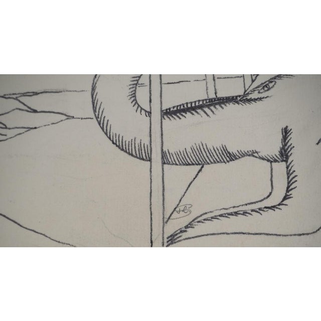 Jean-claude silbermann (1935) the sea monster, 1964 original ink drawing signed in pencil at the bottom on thick paper 12...