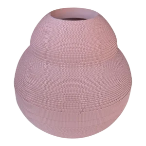 Postmodern Light Peach Pink Painted Corrugated Cardboard Vase by Flute Chicago, 1980s