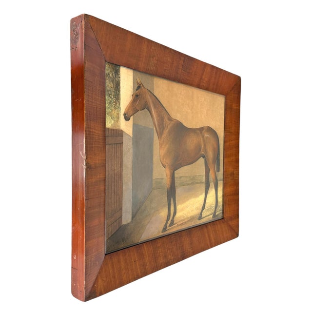 Farmhouse 19th Century Framed Thoroughbred Horse Watercolor Painting For Sale - Image 3 of 9