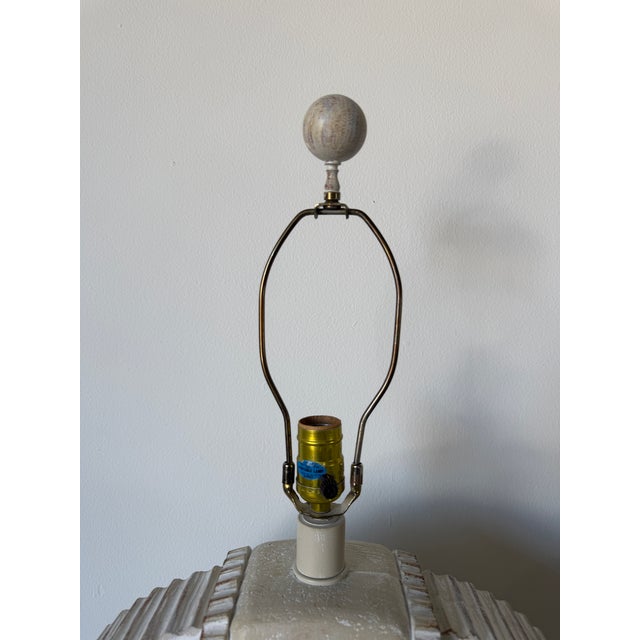 1980’s Vintage Postmodern Geometric Plaster Table Lamps – A Pair For Sale - Image 11 of 13