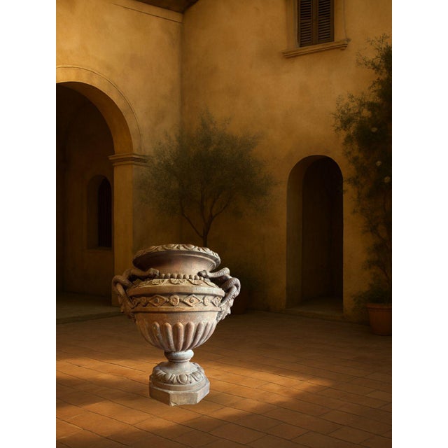 Large antique italian terracotta urn / vase / jardinière / planter, louis xiv period (late 17th century - early 18th...