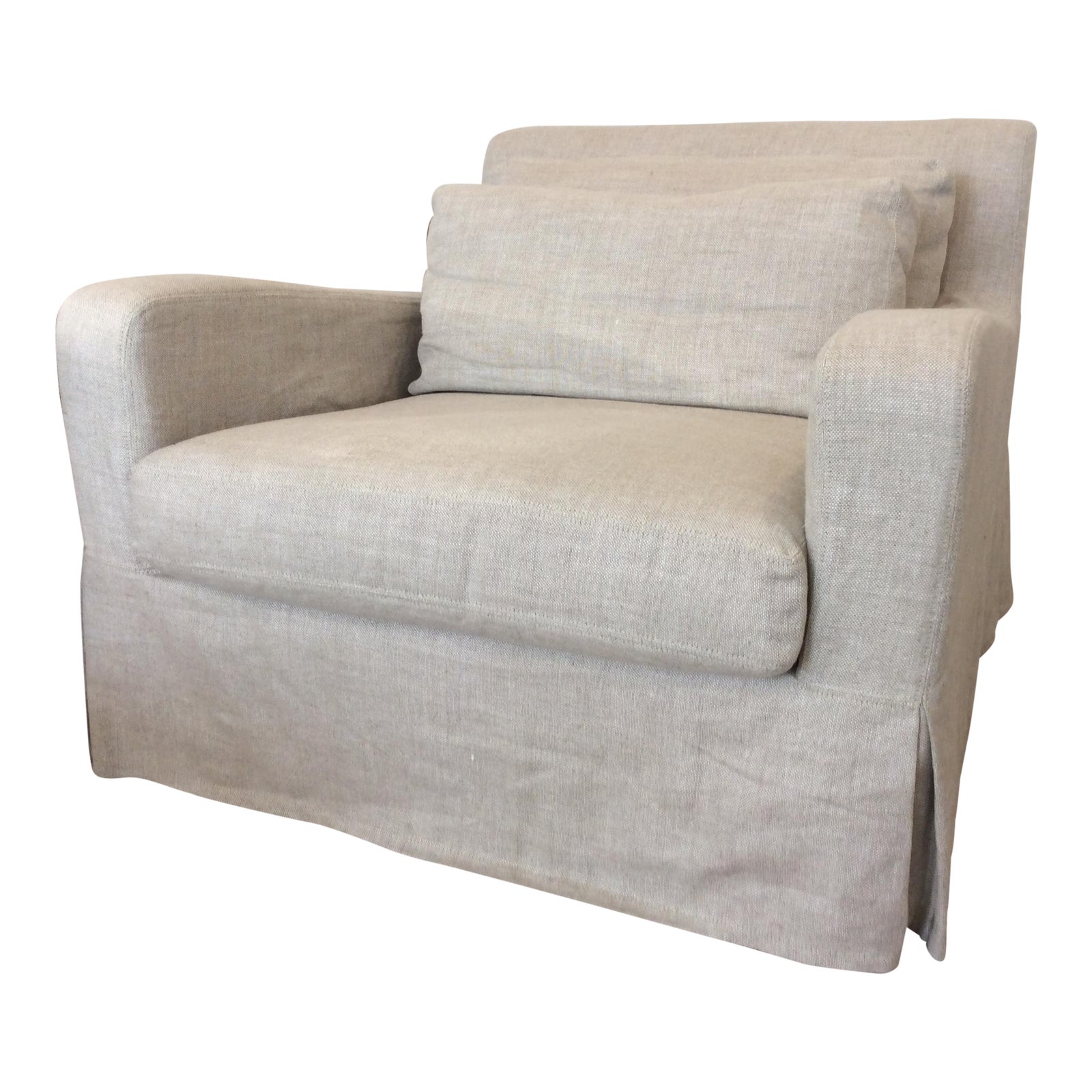  Restoration Hardware Belgian Slope Arm Slipcover Chair 