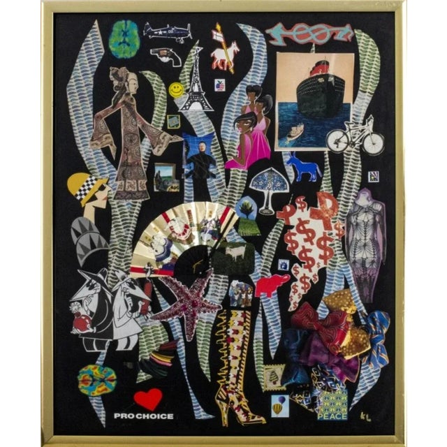 Kayo Lennar (French/American, b. 1923), "New York", Collage on Board, June 2008, signed and dated to verso, gold-tone...