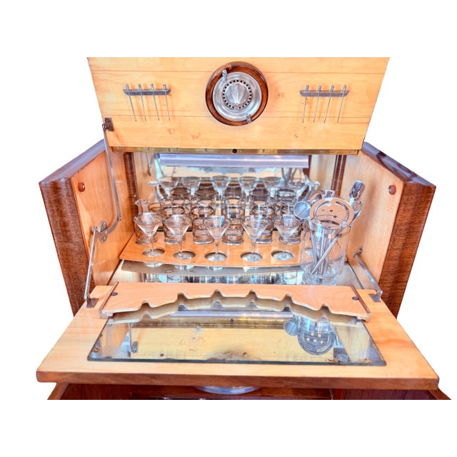 French Art Deco Burr Walnut Cocktail Cabinet / Dry Bar Server France 1930’s For Sale - Image 12 of 12