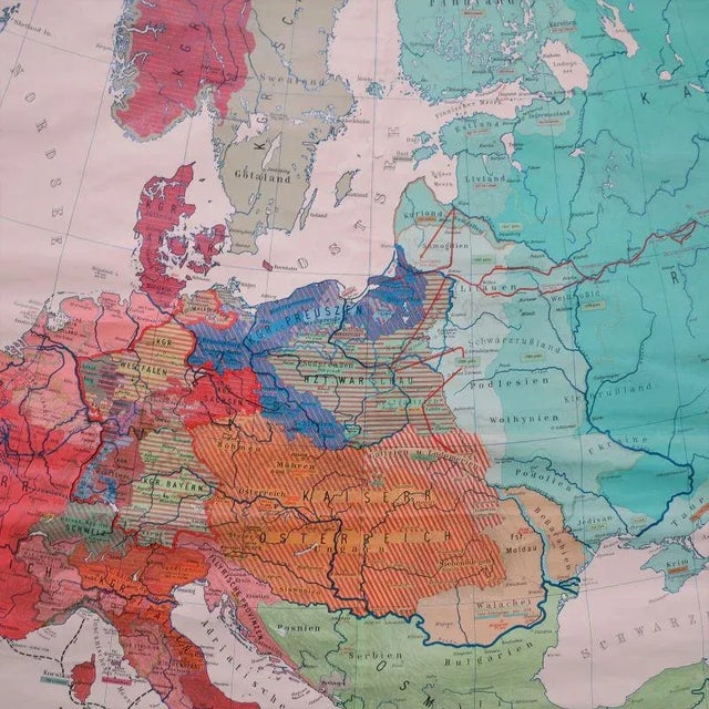 Vintage College World Map by Perthes Darmstadt, 1950s For Sale - Image 6 of 9